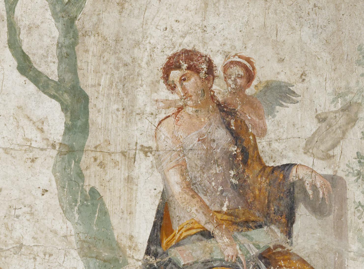 Αφροδίτη και Αντέρως (λεπτομέρεια τοιχογραφίας από την Οικία του τιμωρημένου Έρωτα, Πομπηία), Museo Archeologico Nazionale di Napoli.