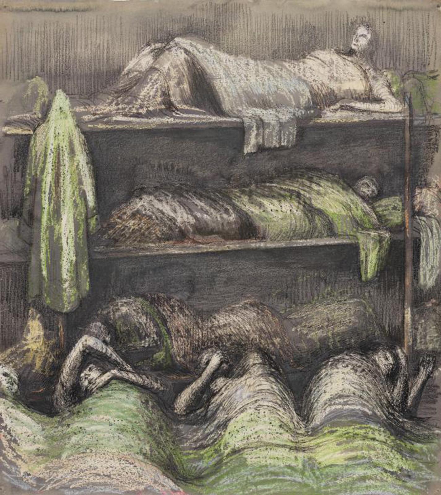 Henry Moore, Στο καταφύγιο: κουκέτες και κοιμώμενοι, Tate Collection, Λονδίνο.