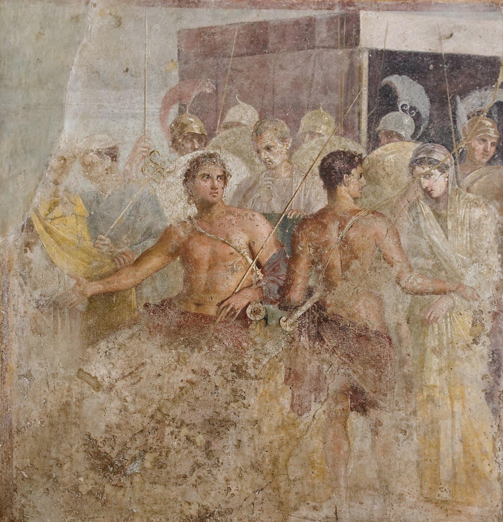Ο Αχιλλέας παραδίδει τη Βρισηίδα, πομπηιανή τοιχογραφία από την Οικία του Τραγικού Ποιητή, Museo Archeologico Nazionale, Νάπολη.