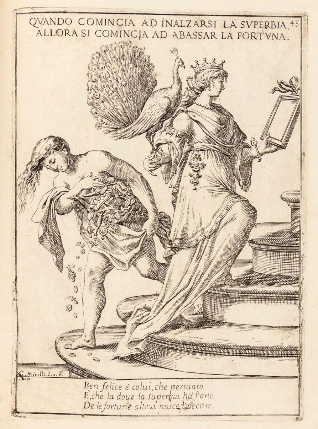 [Άνοδος της Υπεροψίας, Κάθοδος της Τύχης], Giuseppe Maria Mitelli, Proverbi figurati, Bologna, 1678.