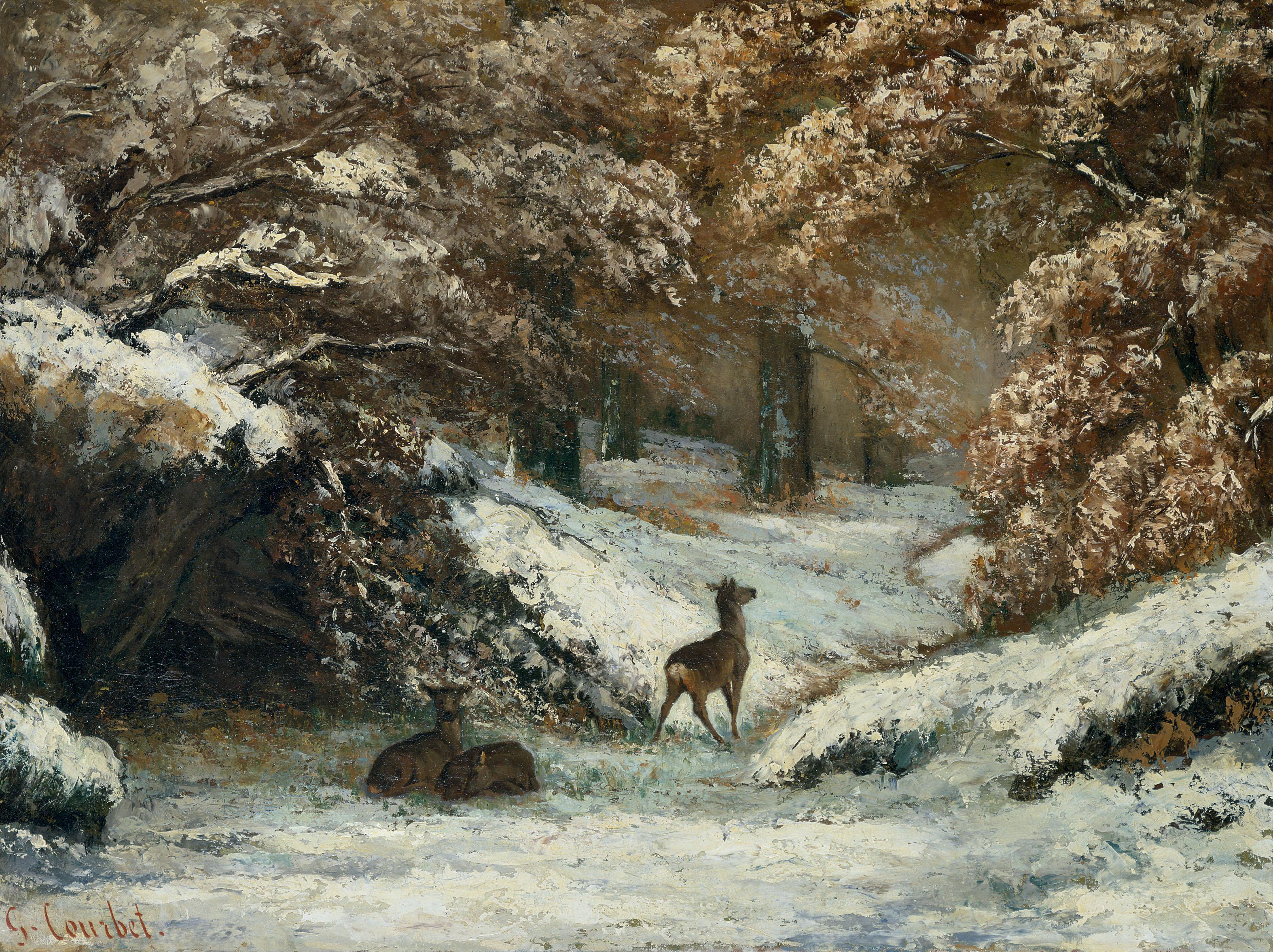 Gustave Courbet, Το καταφύγιο των ζαρκαδιών το χειμώνα, Musée des Beaux-Arts de Lyon, Λυών.