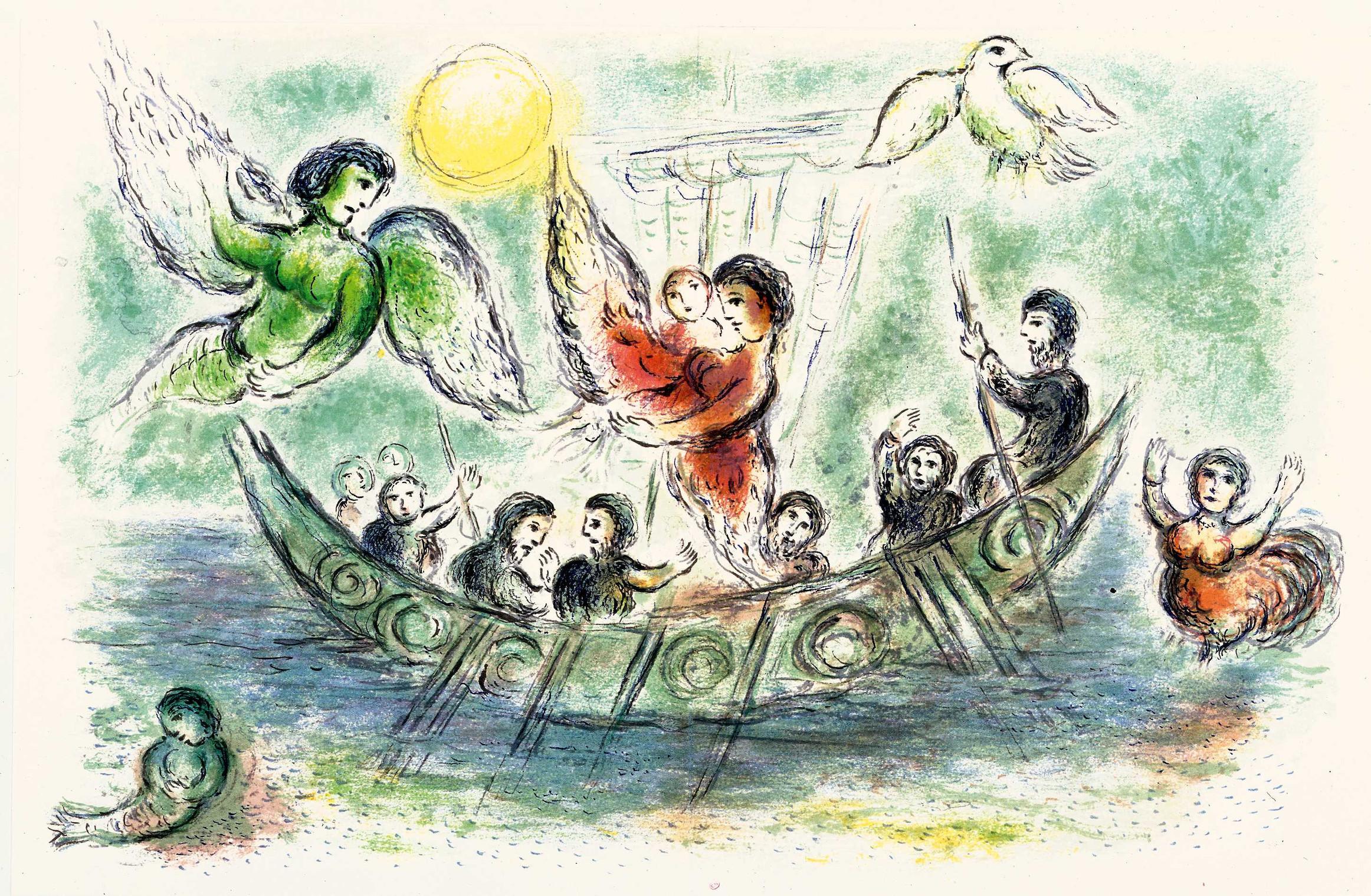 Ο Οδυσσέας και οι Σειρήνες, από την έκδοση L’Odyssée. Lithographies originales de Marc Chagall, Paris: Fernand Mourlot, 1974-1975.