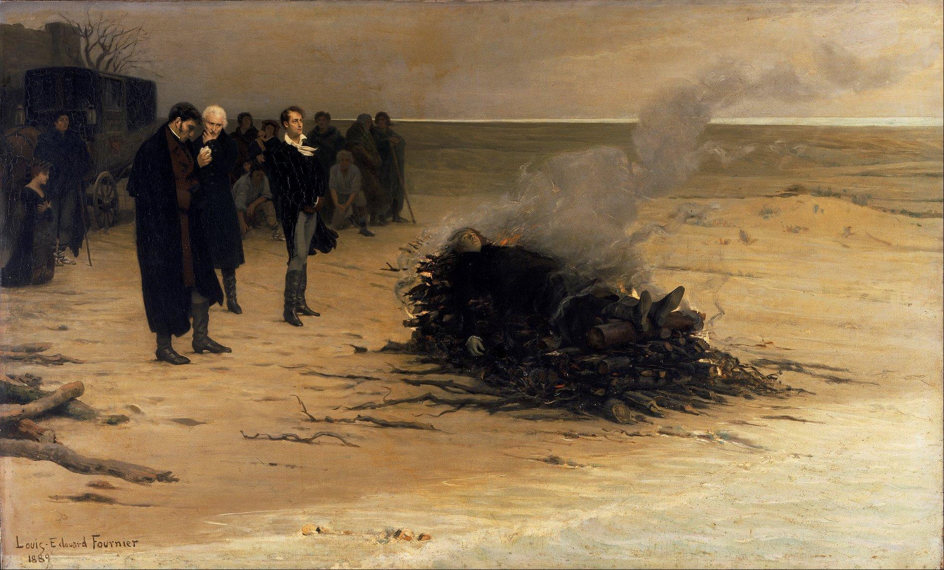 Louis Édouard Fournier, H κηδεία του Shelley [Οι Trelawny, Leigh Hunt και Byron, μπροστά στην πυρά στην ακτή του Viareggio], Walker Art Gallery, Λίβερπουλ.