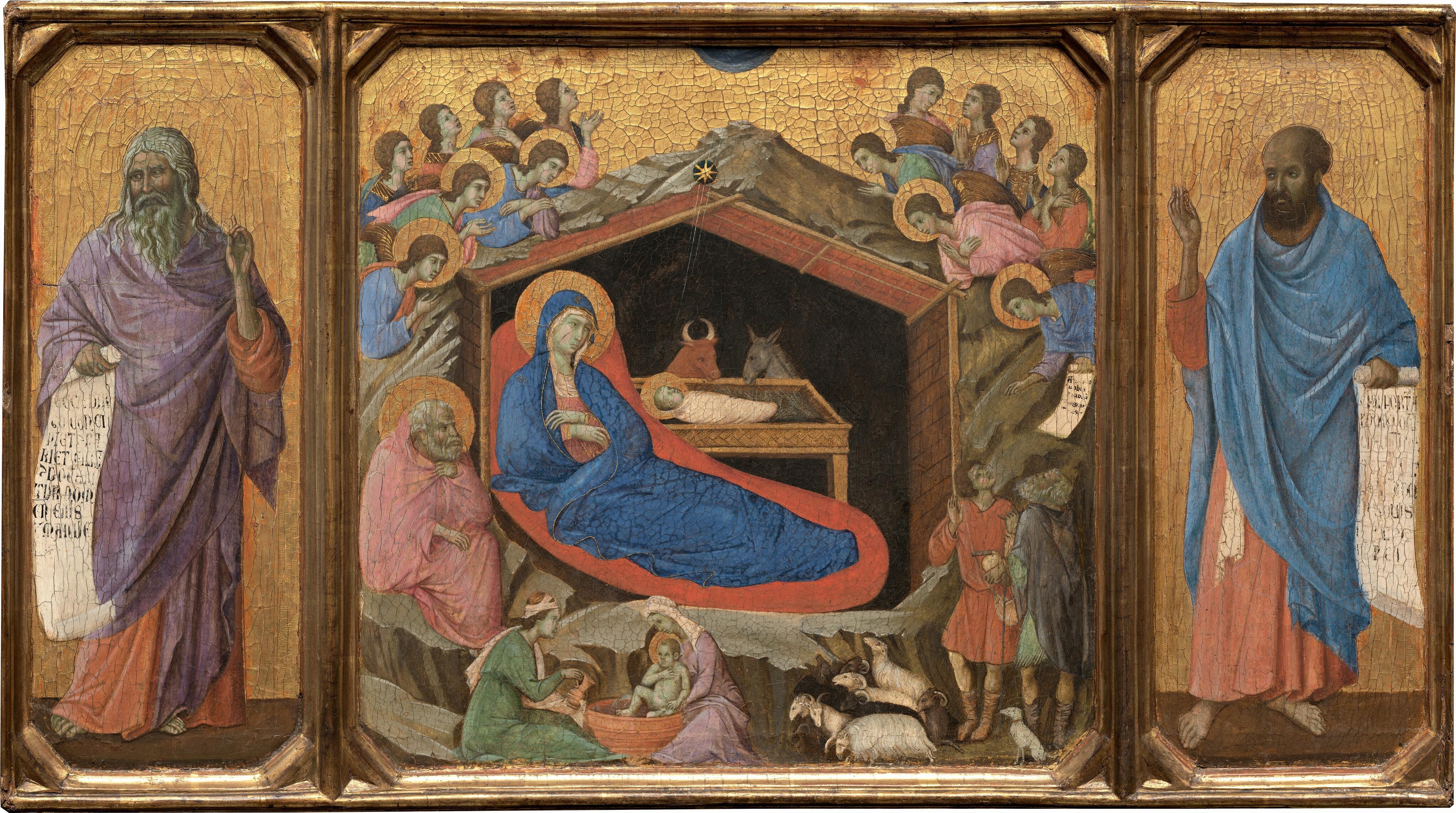 Duccio di Buoninsegna, Η Γέννηση και οι προφήτες Ησαΐας και Ιεζεκιήλ, National Gallery of Art, Washington.