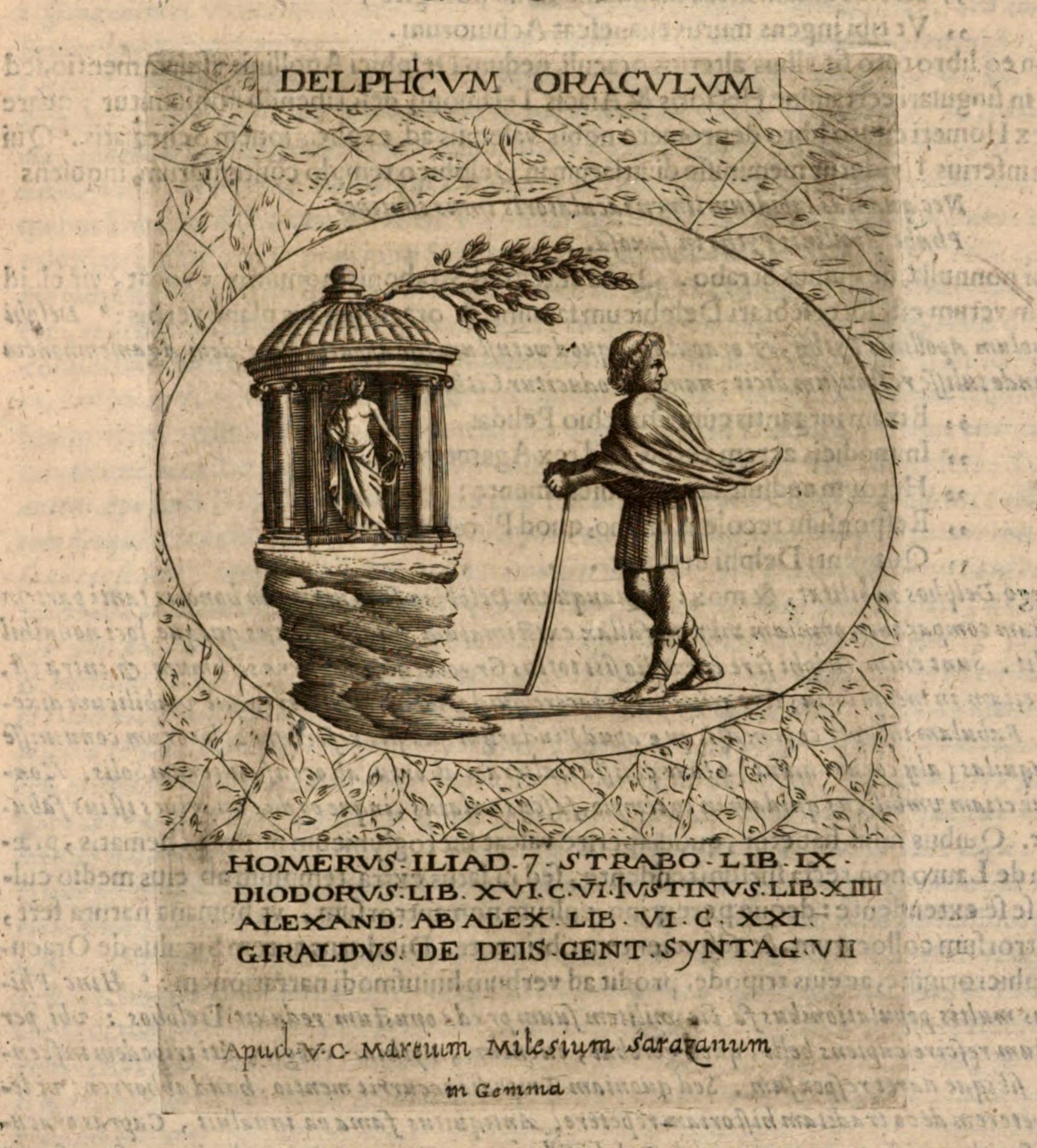 Delphicum oraculum, Fortunii Liceti Hieroglyphica, siue Antiqua schemata gemmarum anularium, Patavii 1653. Bayerische Staatsbibliothek, Μόναχο.
